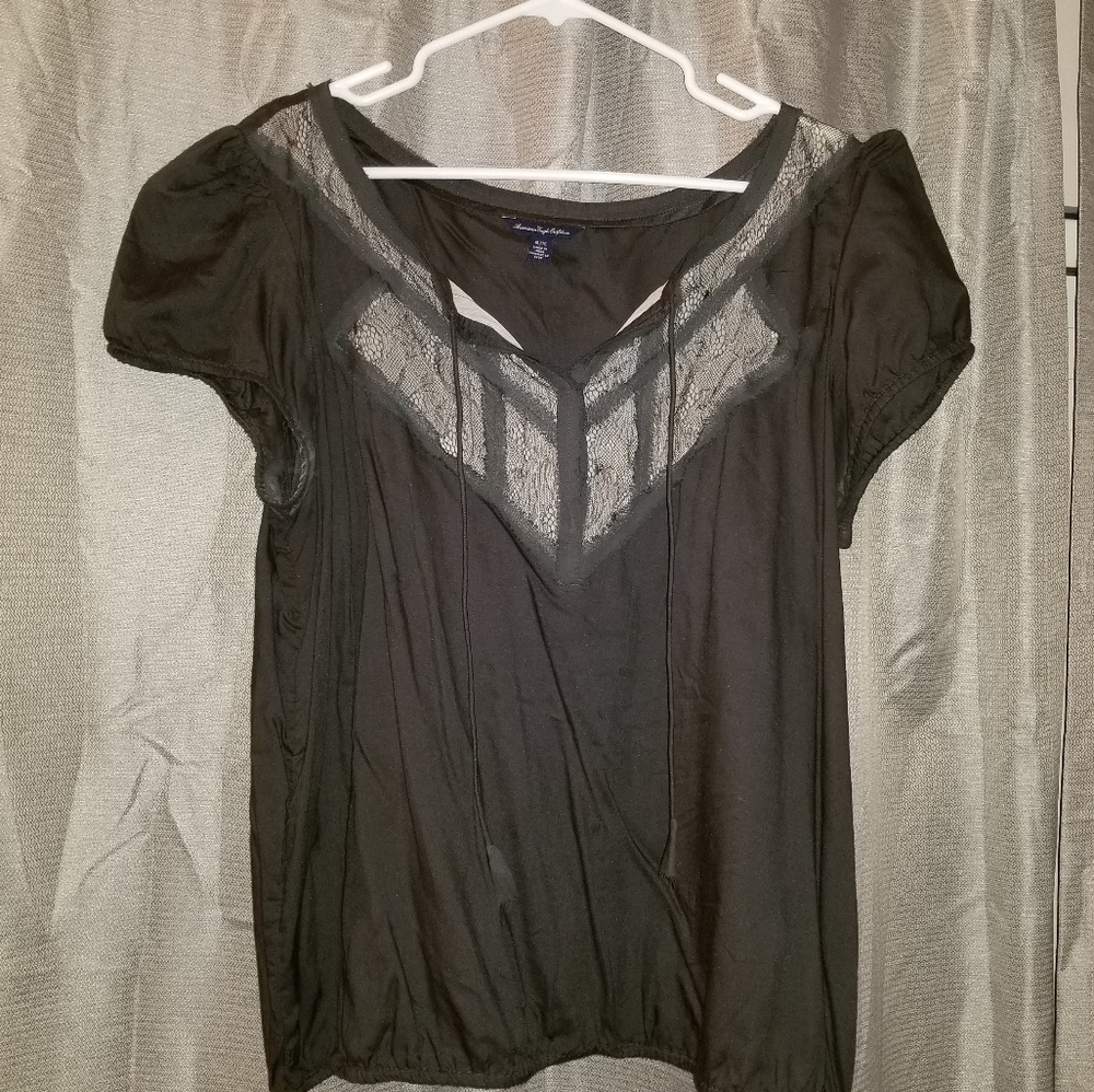 American Eagle charcoal grey blouse